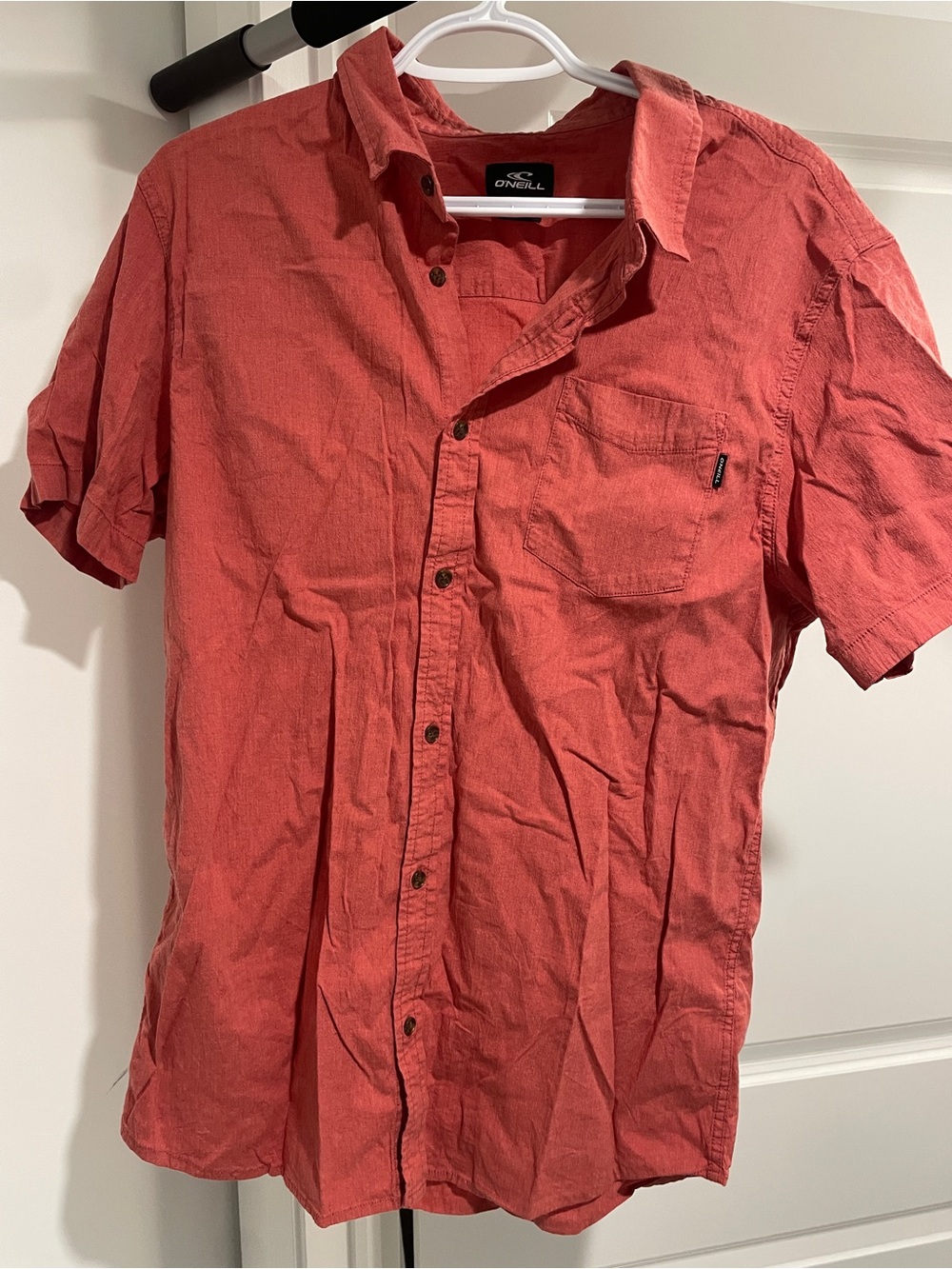 O'Neill Coral Red Short-Sleeve Button-Down Shirt